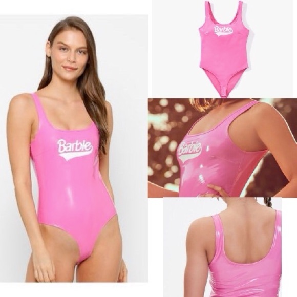 Barbie x Forever 21 Tops - Barbie x Forever Pink Faux Patent Leather Bodysuit